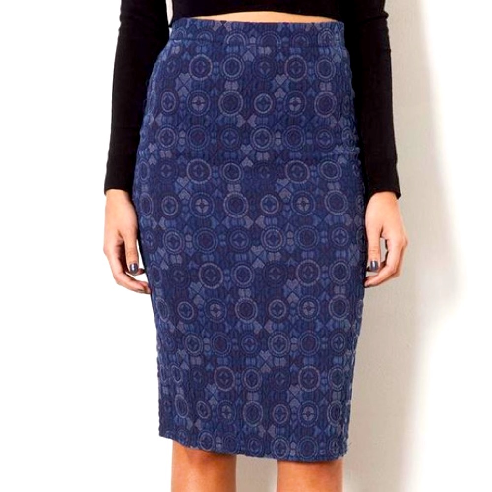 Topshop Geometric Jacquard Tube Pencil Skirt Small